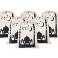 Ramadan Eid Mubarak Linen Drawstring Jute Large Burlap Pouch Bags Gift Bags Eid Decoration Party Favor Jute Gift Pouch
