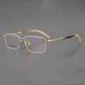 Pure Titanium Horn Glasses Eyeglass Frame Half Frame Optical Natural Ox Horn Frame Gold Rimless Buffalo Glasses Shenzhen Glasses