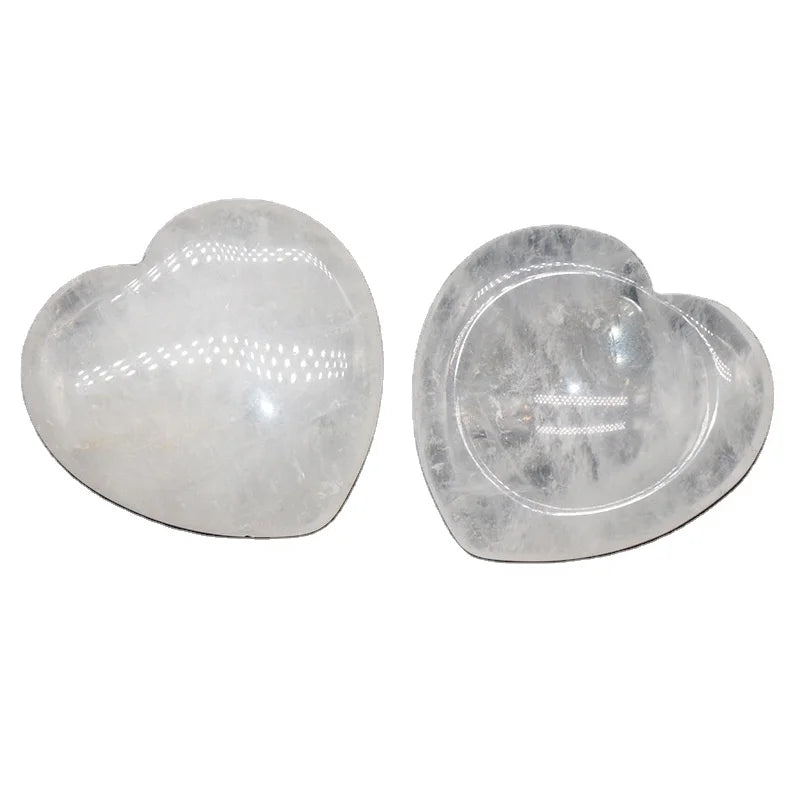 DIY Natural Clear Quartz Heart Thumb Worry Stone Stress Relief Healing Crystals Palm Pocket Stones