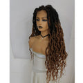 Braided Wigs Frontal Wigs With Straight Faux Locs Crochet Hair Long Black Dreadlocks Braids Wig 13X4 Synthetic Lace for Women