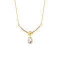 Elegance 925 Sterling Silver Smile Line Knot Oval Freshwater Pearl Pendant Necklace for Women Wholesale