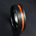 Poya Wholesale Mens Hawaii Koa Wood Inlay 8mm Matte Brushed Black Tungsten Ring