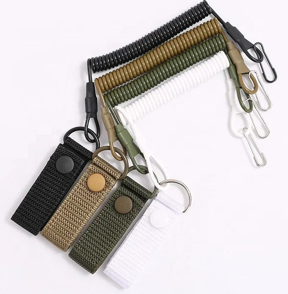 Tactical Anti-lost Elastic Lanyard Anti-theft Anti-cut Spring Seat Belt Rope Key Ring Flashlight Accessories