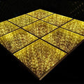 Customized 50x50 Wire Conneted Mono Color 3D Mirror Stage Floors Golden DIY LED Portable Dance Floor for Wedding Party