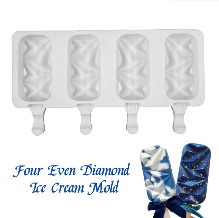 AK 4 Diamond Ice Cream Silicone Molds Candy & Fondant Decorating Insert Tools Baking XG-08 for Cake Creation