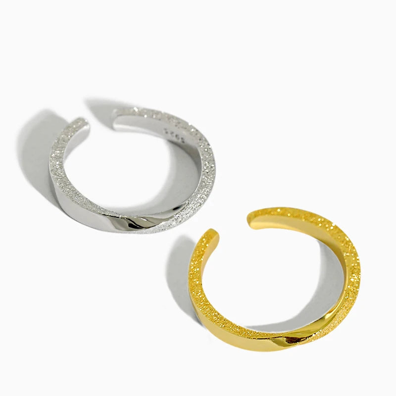 Wedding Band Rings for Women Sandblast Ring Matte Finish Scrub Engagement Sterling Silver Ring