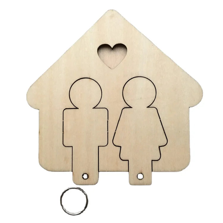 2021 Personalized Wooden Laser Cut House Shaped Key Holder for Home Decor