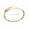 Trendy 316L Stainless Steel Silver/Gold Plated 15cm Round Disc Sequin Chain Link Unisex Anniversary Bracelet