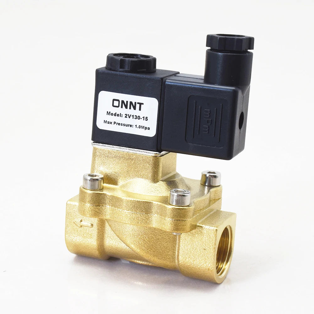 2V130-10 2V130-15 2V250-20 2V250-25 AC220V AC110V DC12V DC24V Brass 2 Way Normally Closed Solenoid Air Valve 3/8 1/2 3/4 1Inch MegaBDM