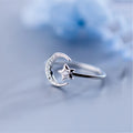 925 Sterling Silver Minimalist Ring with Zircon Moon Star Romantic Wedding and Anniversary Fine Jewelry for Women