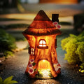 Solar Powered Mushroom House Resin Ornament with Warm LED LightFairy Night Lamp for Garden Decor for Yard PathwayGarden Party