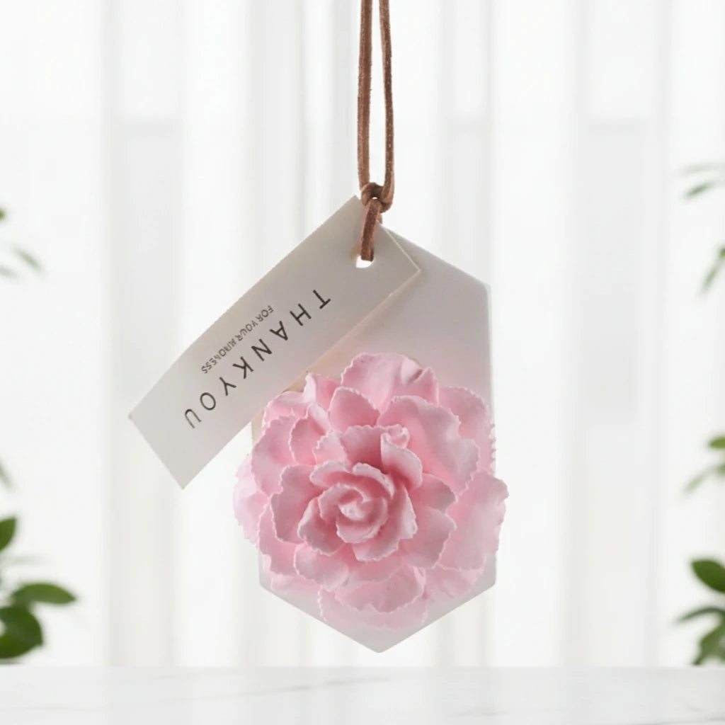 FinRu Factory Wholesale Hanging Car Carnation Wardrobe Air Freshener Ceramic Aroma Plaster Flower Fragrance Oil Reed Diffuser