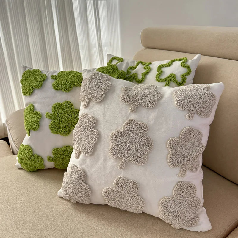 New St. Patrick's Day Customizable Square Leaves Pattern Polyester Cotton Modern Simplicity Canvas Cushion Cover for Living Room