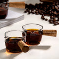 Shot Glass Measuring Cup Mini Milk Glass Cup Single Spout Espresso Shot Glass Carafe With Wood Handle