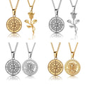 Custom Manufacturer Hip Hop 316L Stainless Steel Compass Pendant Necklace 18k Gold Silver Compass Necklace Men Pendants Jewelry