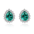 Fine Jewelry 925 Sterling Silver Gemstone Women Fashion Water Drop Shape Diamond Stud Earrings