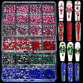 Misscheering Hot Selling Nail Art Accessories 12 Grid Rhinestone Jewelry AB Flat Bottom Diamond Nail Shaped Diamond Cover Box