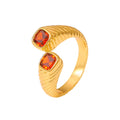 China Wholesale New Design Luxury Personalized Stainless Steel Jewelry 18K Gold Plated Women Opening Ring