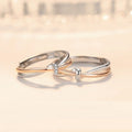 New Trendy Exquisite Sweet Lover Knot Wedding Ring Luxury Color Heart Adjustable Diamond Couple Ring Engagement Gift