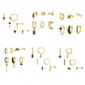 Elegant 18K Gold and S925 Silver Earrings with Black Gemstones and 5A Zircon Perfect for Workwear Jewelry Set
