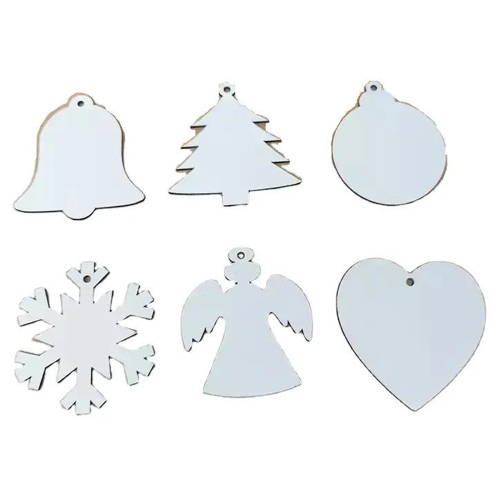 Double-Sided Printed MDF Ornament Round Heart Shape Christmas Tree Pendant Sublimation Blanks for Holiday Decorations