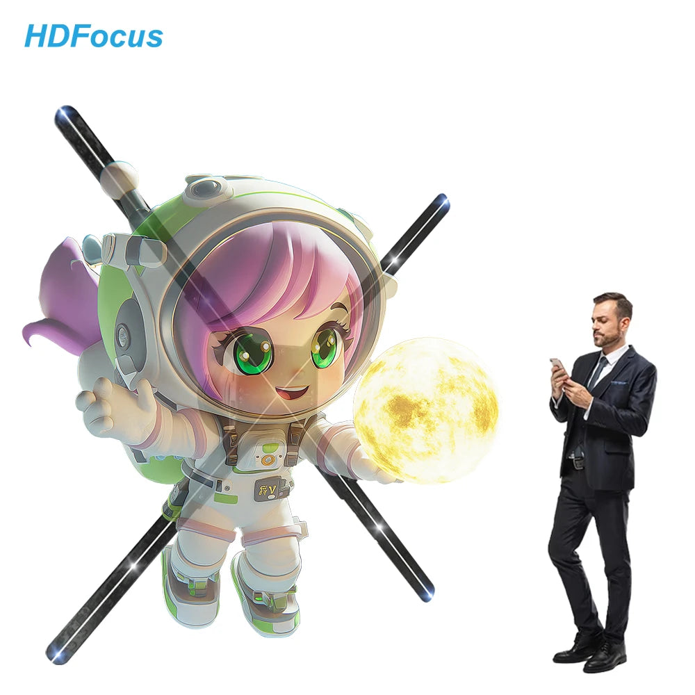 75CM 3D LED Hologram Fan Advertising Display - New Holographic Projection Equipment with Floating Visual Effects