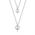 2024 Fashion Women Sterling Silver Jewelry Double Heart Lariat Necklace Dainty Silver 925