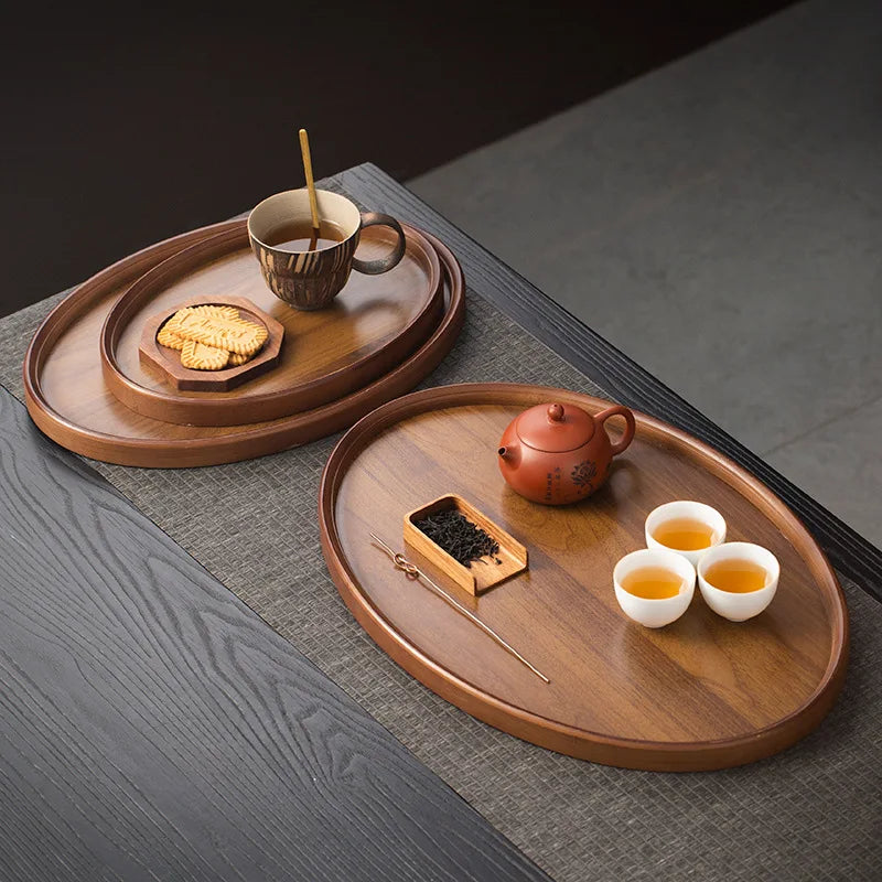 Modern Wooden Lazy Susan Rotating Tray Kitchen Dining Table Pantry Cabinet Organizer Oval Home Storage Display Bamboo Platter