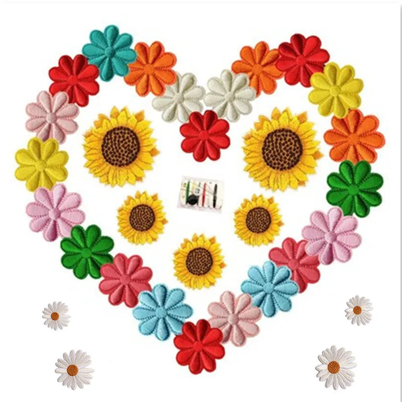 31 Pieces Sunflower Patch Sewn / Ironed Embroidered Applique DIY Garment Craft Patch Backpack Hat Jeans Jacket