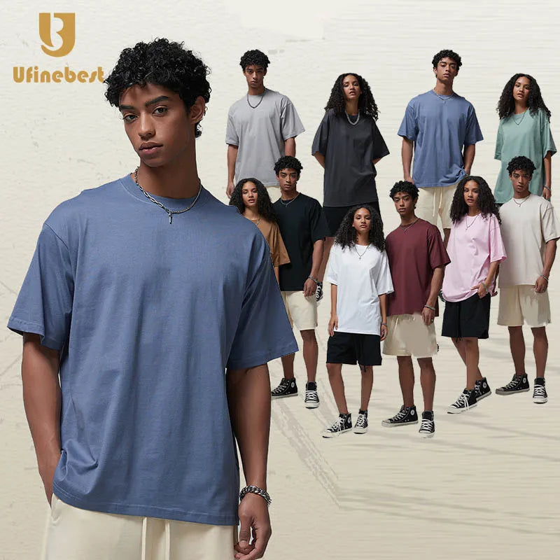 New 190G Loose Oversize Basic Men's Cotton T-shirt Short-sleeved Blank Solid Color Tshirts