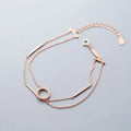 Cubic Zirconia Round Shape Rose Gold Plated Double Layered Chain 925 Sterling Silver Charm Bracelets Fashion Jewelry for Women