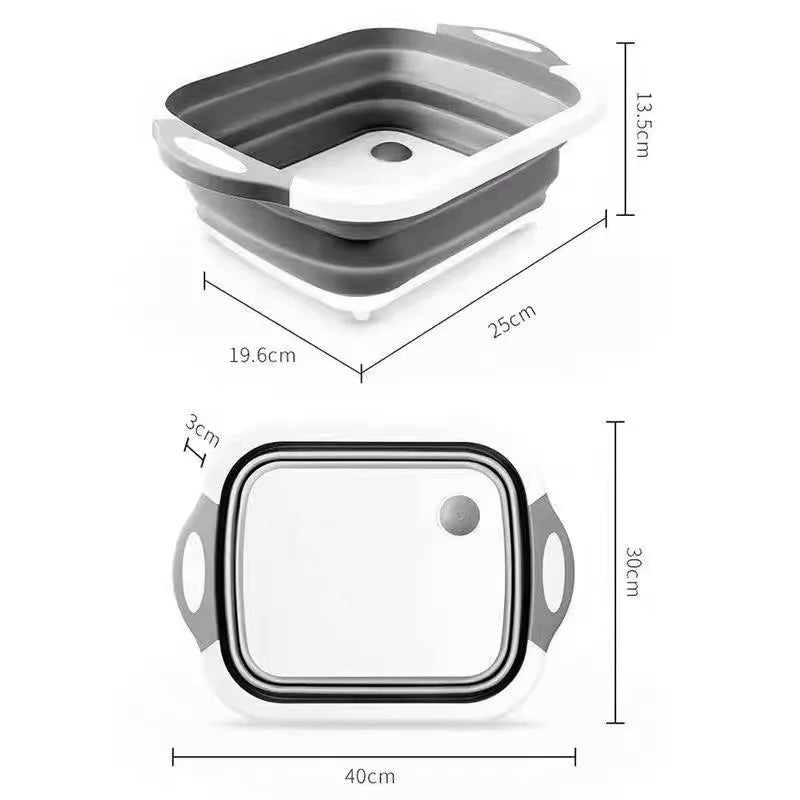 Kitchen Multifunctional Foldable Plastic Chopping Cutting Board With Drip Tray Cutting Chopping Board Containers