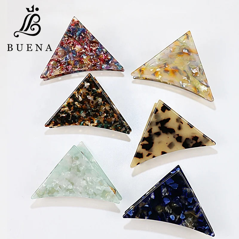 Hot Sale Triangle Hair Claw Clip Fashion Marble Acetate Hair Claw Geometry Triangle Acetate Women Hair Claw
