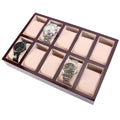 10 Slot Counter Cherry Black Wood Lacquered Watch Display Jewelry Organizer Case Tray