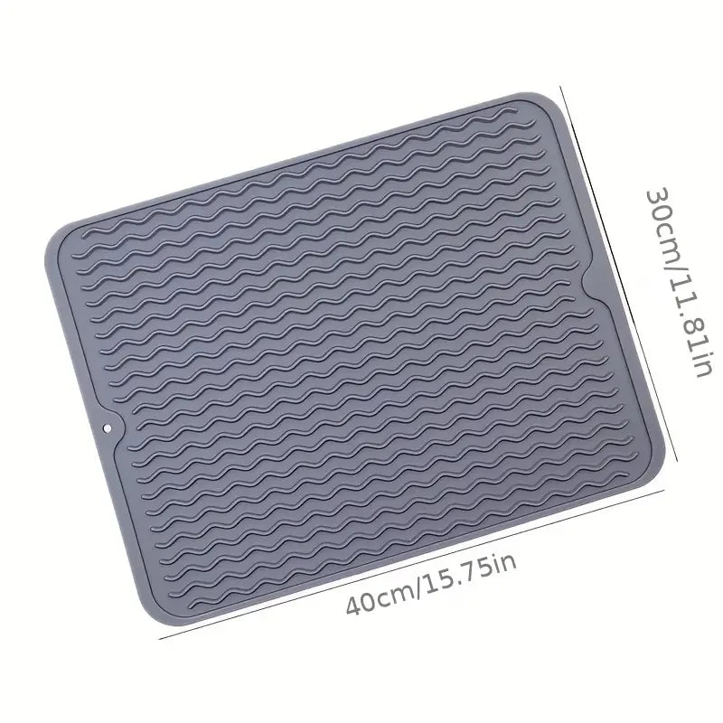 Multi-functional Silicon Heat Resistant Mat Anti-Slip Silicone Dish Drying Drain Mat Draining Mat for Kitchen