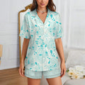 Drop Shipping Short Sleeved Pajama Set Custom Logo Printed Luxury Pajamas Set for Women