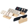 Leather Velvet Wood Base Flat T-Bar Jewelry Bracelet Watch Bangle Chain Display Holder Rack
