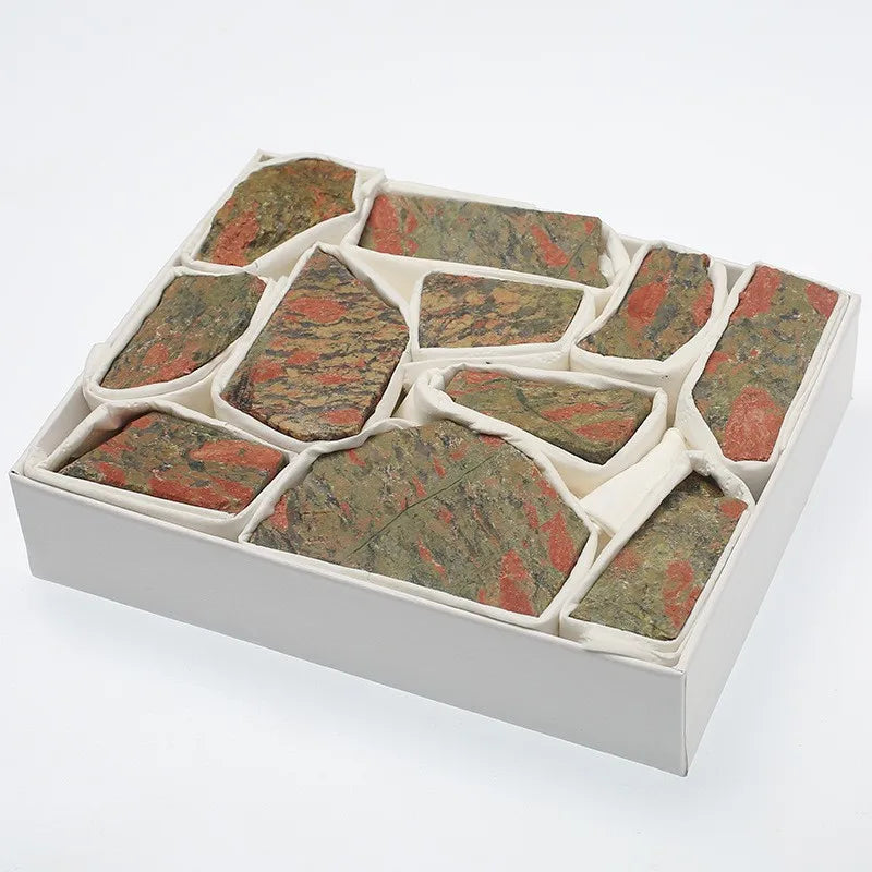 Hongzhuo Natural Rough Unakite Stone Raw Mineral Crystal Quartz Healing Box Set