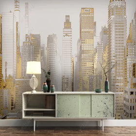 3d Hand-Painted City Background Wall Covering Modern Minimalist Living Room Sofa Art Wallpaper High-End Decorative Mural
