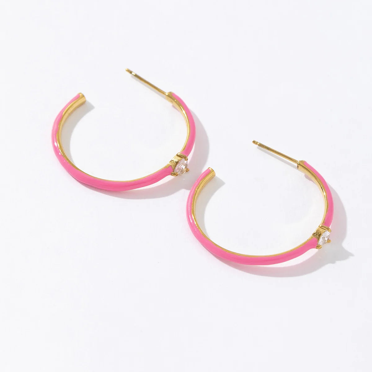 Vintage Trendy 18K Gold Plated Stainless Steel Women's Hoop Earrings-Wholesale Bulk Colors