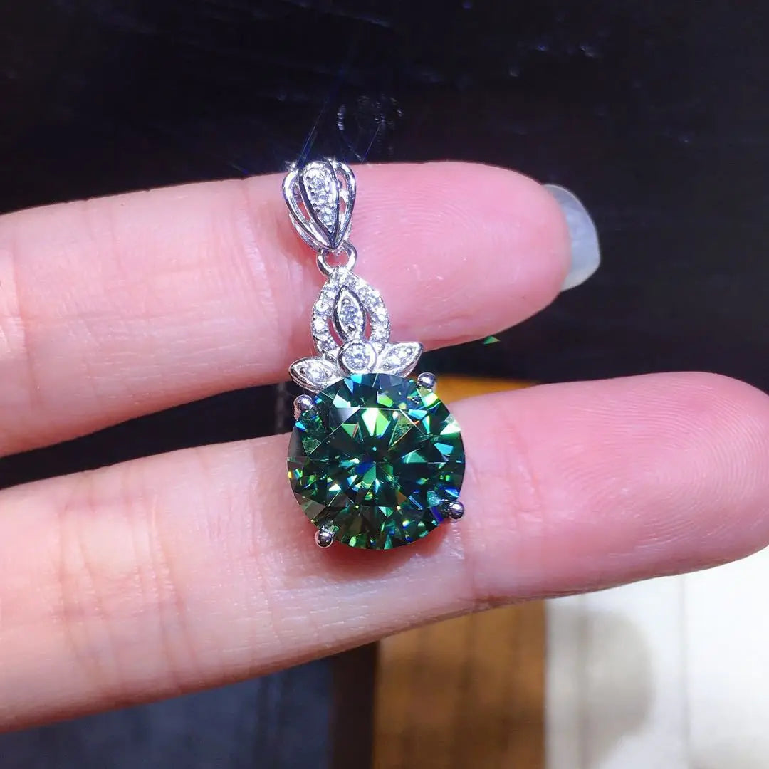 CAOSHI Wholesale Round Green Crystal Zirconia Pendant Necklaces Elegant Women Ladies Imitated Rhodium Plated Pendant Necklaces