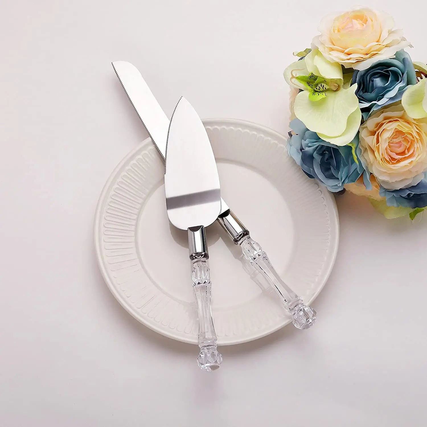 Wedding Cake Knife and Server Set - Cake Knife 13.2 Inch Cake Server 10.8 Inch - Gifts for Bridal Shower Wedding Anniversary