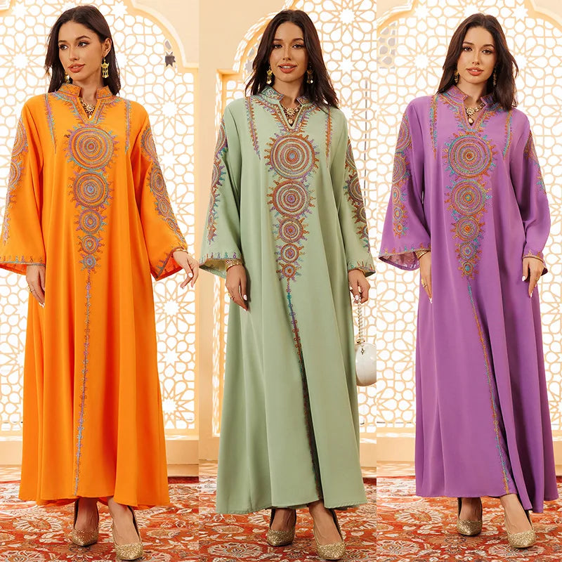 AB431 Turkey 2025  Latest  Dubai Muslim Robe Ramadan Eid  Moroccan Jalabiya
