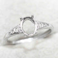 Sterling Silver 6*8mm Semi Mount Ring Empty Frame Blank Support Claw Setting S925 Base Holder Without Center Stone for DIY Inlay