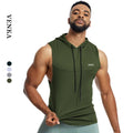 Men Lightweight Workout Wear Bodybuilding Loose Quick Dry Plus Size Sports Tank Top Men's Polyester Fitness Sleeveless Hoodies