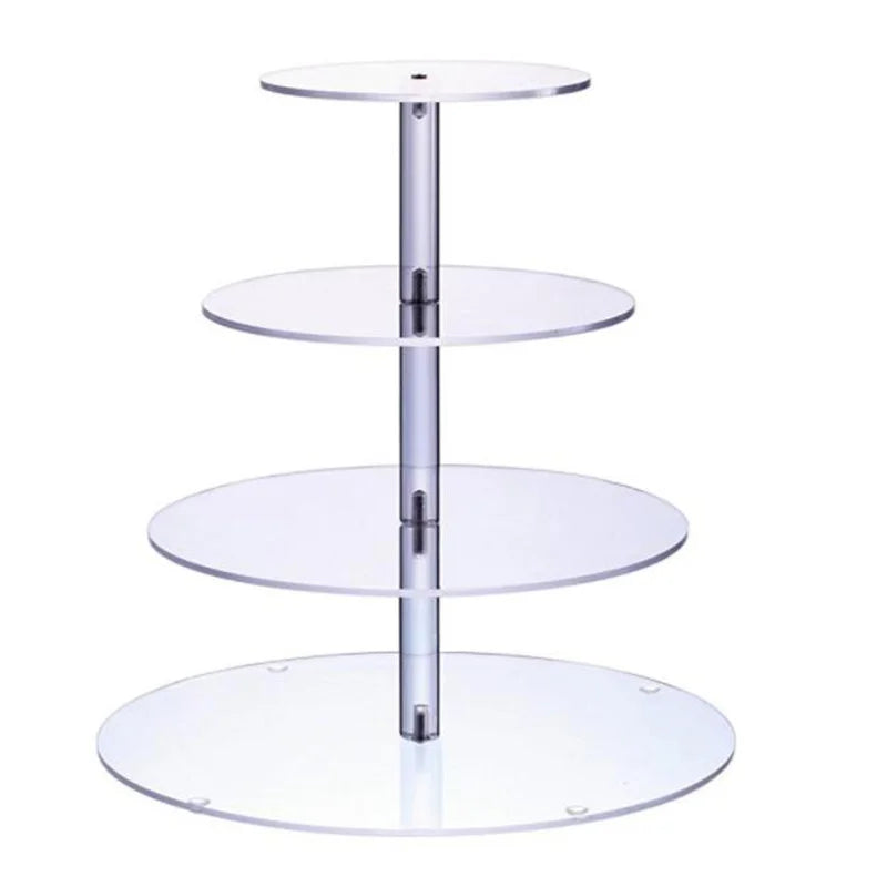 4 Tiers Round Acrylic Dessert or Cupcake Display Rack Cake Stand for Wedding