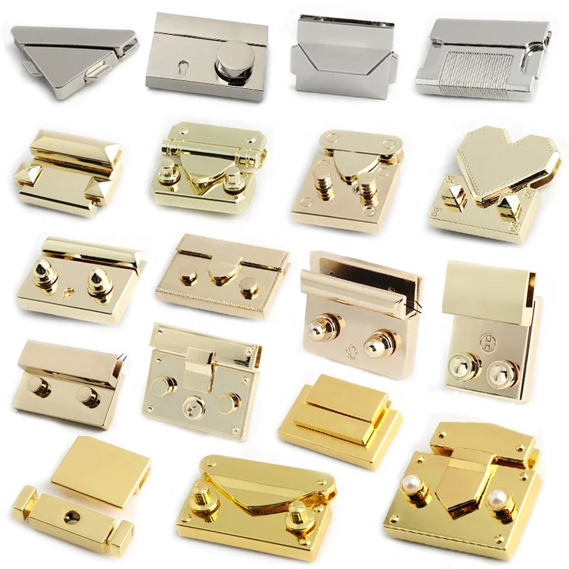 Push Lock Clasp Bag Lock Hardware Heavy Duty Metal Closure for Luxury Handbag Purse Leather Bag DIY Bag Accessories
