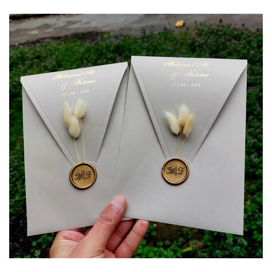 Upscale Wedding Invites for Special Day Celebrations  Latte Envelope Sophisticated Wedding Elegant Gold Foil Acrylic Invitation