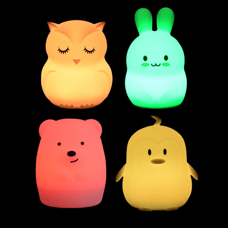 Rabbit Kids Baby Night Light Huggable Nursery Light Silicone LED Lamp