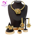 MEIZI Jewelry Newest Brazilian Gold Plated Bead Pendant Jewelry Set for Women Simple Necklace Earring Bracelet Set